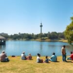 Pihenés és piknik a Nairobi Uhuru Park tavánál