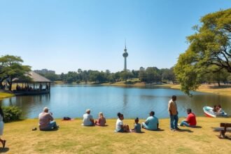 Pihenés és piknik a Nairobi Uhuru Park tavánál