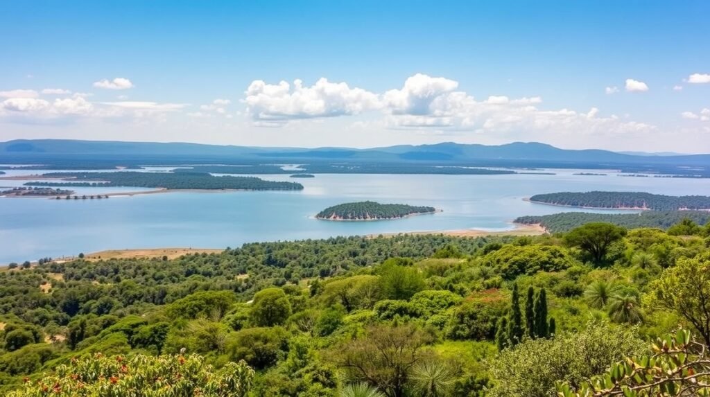 A gyönyörű Naivasha-tó és környező táj Nairobiból egy egynapos kiránduláson.