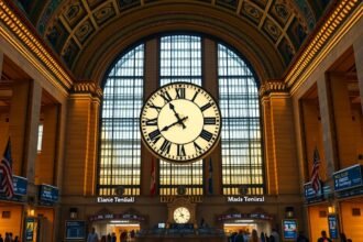 Grand Central Terminal ikonikus négyoldalú órája New Yorkban