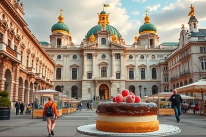 Sacher-torta Bécs híres látnivalói előtt
