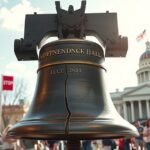 A Szabadság Harang közelről, mögötte az Independence Hall látható