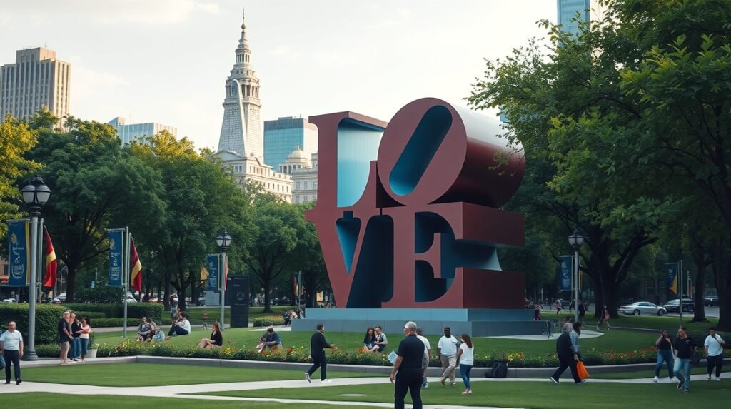 Robert Indiana LOVE szobra a Philadelphia LOVE Parkban.