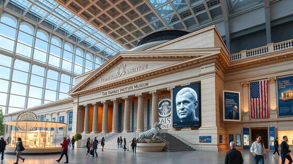 A Franklin Institute múzeum belső terének fényképe Philadelphiában.