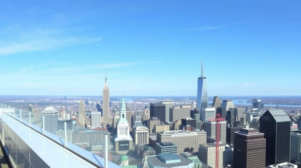 Panorámás kilátás Philadelphiára a One Liberty Observation Deckről.