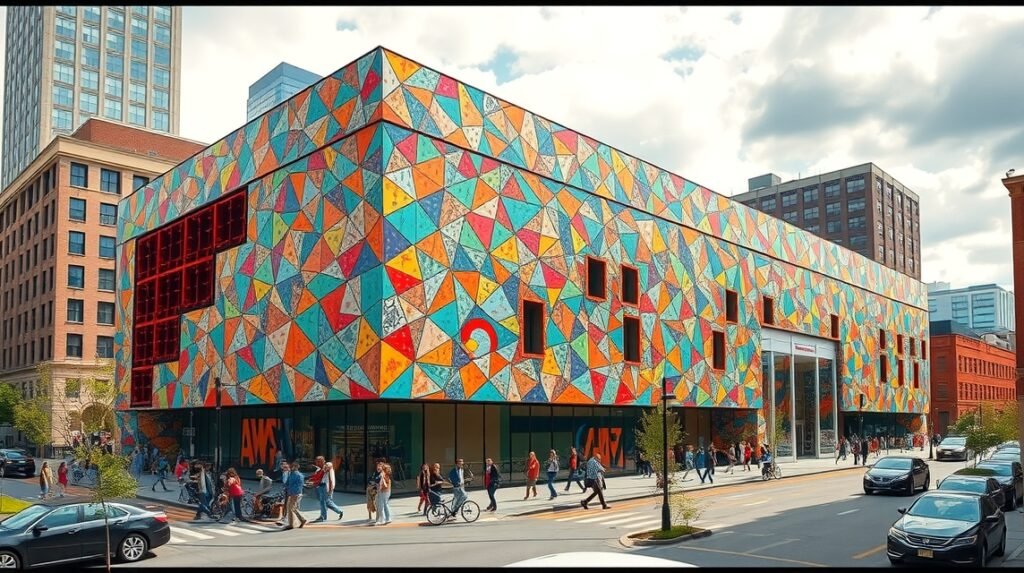 Az Amerikai Látnokművészeti Múzeum színes és egyedi épülete Baltimore-ban.