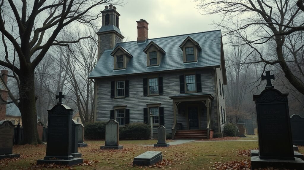 Edgar Allan Poe háza Baltimore-ban, körülötte sírok