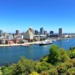 Baltimore városi panoráma a Federal Hill Parkból, Inner Harbor látványa