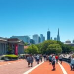 A Szabadság Ösvény látképe Bostonban, népszerű turisztikai útvonal.