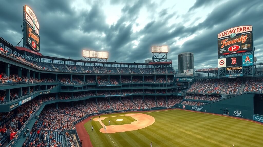 Fenway Park baseball stadion, Boston ikonikus látványossága.