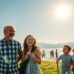 Család együtt a Fertő-tónál, vidám pillanatok a szabadban.