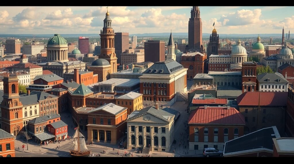 Boston történelmi városképe a forradalom szívében