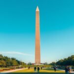 Washington-emlékmű obeliszkje a National Mallon, amerikai főváros.
