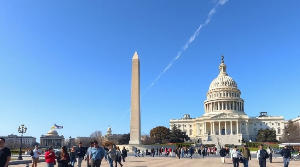 Séta a National Mall parkjában, Washington, D.C.