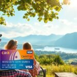 Karintia kártya használata az osztrák hegyekben, gyönyörű tájjal.