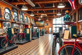 A Bicycle Heaven múzeum belső tere, több ezer kerékpárral.