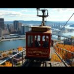 Monongahela Incline sikló Pittsburgh város panorámájával