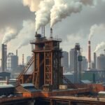 Pittsburgh ipari táj, gőzölő kémények és gyárak