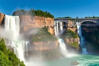 Montmorency-vízesés Québecben, lenyűgöző látvány és természeti csoda.