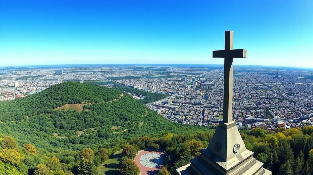 Kilátás Montréal városára a Mont-Royal hegy csúcsáról
