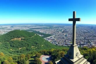 Kilátás Montréal városára a Mont-Royal hegy csúcsáról