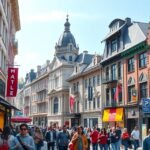Sainte-Catherine utca, Montreal üzletek és vásárlók a város szívében