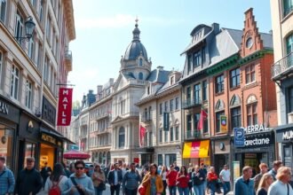 Sainte-Catherine utca, Montreal üzletek és vásárlók a város szívében