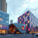 A Place des Arts, Montréal kulturális központja, vibráló épülettel és művészeti programokkal.