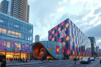 A Place des Arts, Montréal kulturális központja, vibráló épülettel és művészeti programokkal.