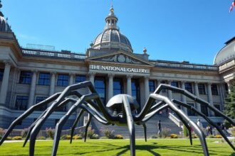 A Maman pók szobor a Nemzeti Galéria előtt Ottawában