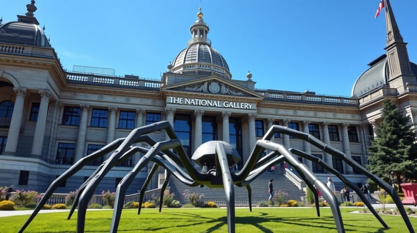 A Maman pók szobor a Nemzeti Galéria előtt Ottawában