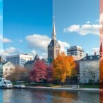 Ottawa városa különböző évszakokban a Rideau-csatorna mellett.