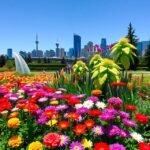 Színes virágágyások a Queen Elizabeth Parkban Vancouverben.