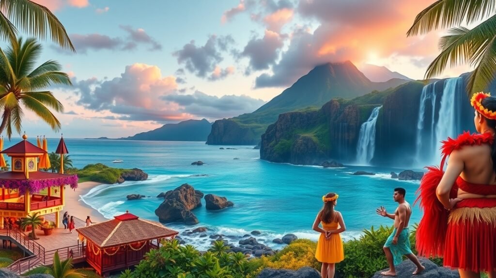 Hawaii lenyűgöző táj, vízesések és helyi kultúra