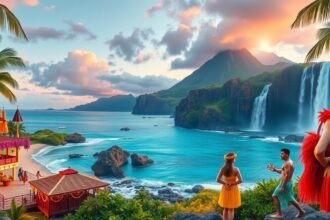 Hawaii lenyűgöző táj, vízesések és helyi kultúra