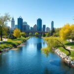 Calgary, Prince’s Island Park zöld oázisa a város szívében.