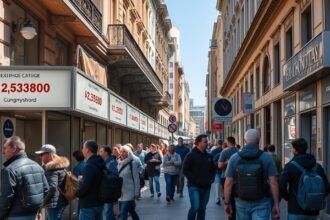 Pénzváltás Bukarest belvárosában, forgalmas utca