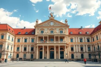 A Barokk Palota és a Művészeti Múzeum Temesváron, Romániában.