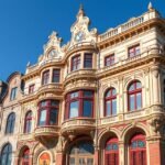 A Bruck-ház szecessziós homlokzata Temesváron, Románia.