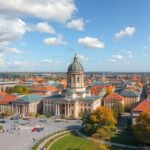 Temesvár város látképe napfényes időben