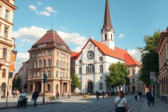 Kolozsvár Farkas utcai sétány, református templom és épületek