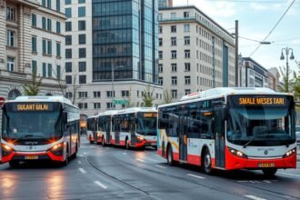 Okosbuszok a belvárosban Kolozsváron, modern városi közlekedés