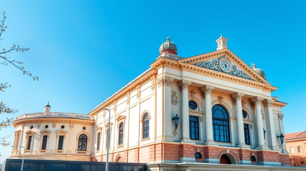 A Szigligeti Színház impozáns épülete Nagyváradon, Romániában.