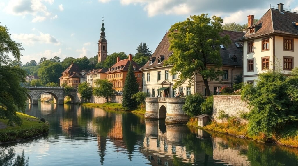 Szép kilátás a Sebes-Körös partjáról Nagyváradon