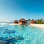 Maldív-szigeteki üdülőhelyek a tiszta türkiz vízben