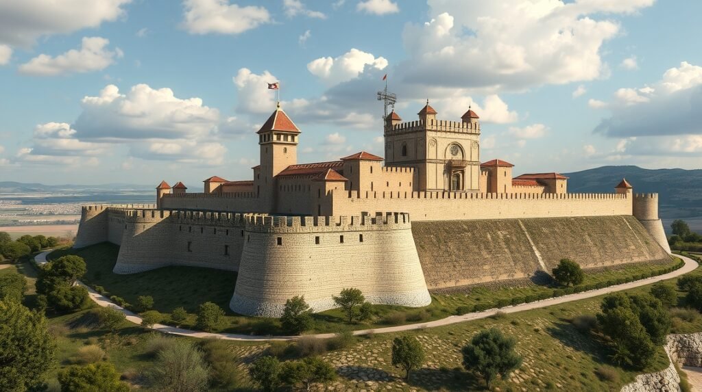 Az aradi vár, impozáns Vauban-típusú erődítmény panorámája.