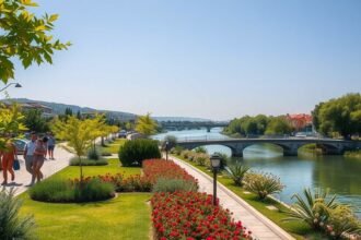 Séta a Maros-parti sétányon Aradon gyönyörű tájon