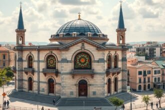 Arad neológ zsinagóga szecessziós homlokzata és díszítései.