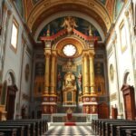 A római katolikus templom díszes oltára Aradon.