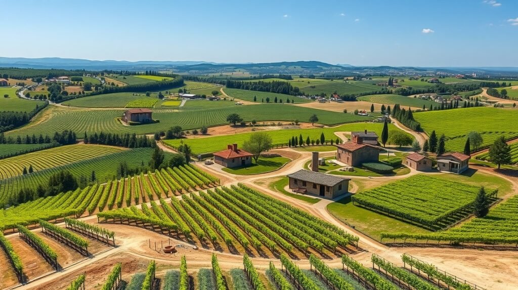 Teraszos szőlők és történelmi pincék a ménesi borvidéken Arad környékén.